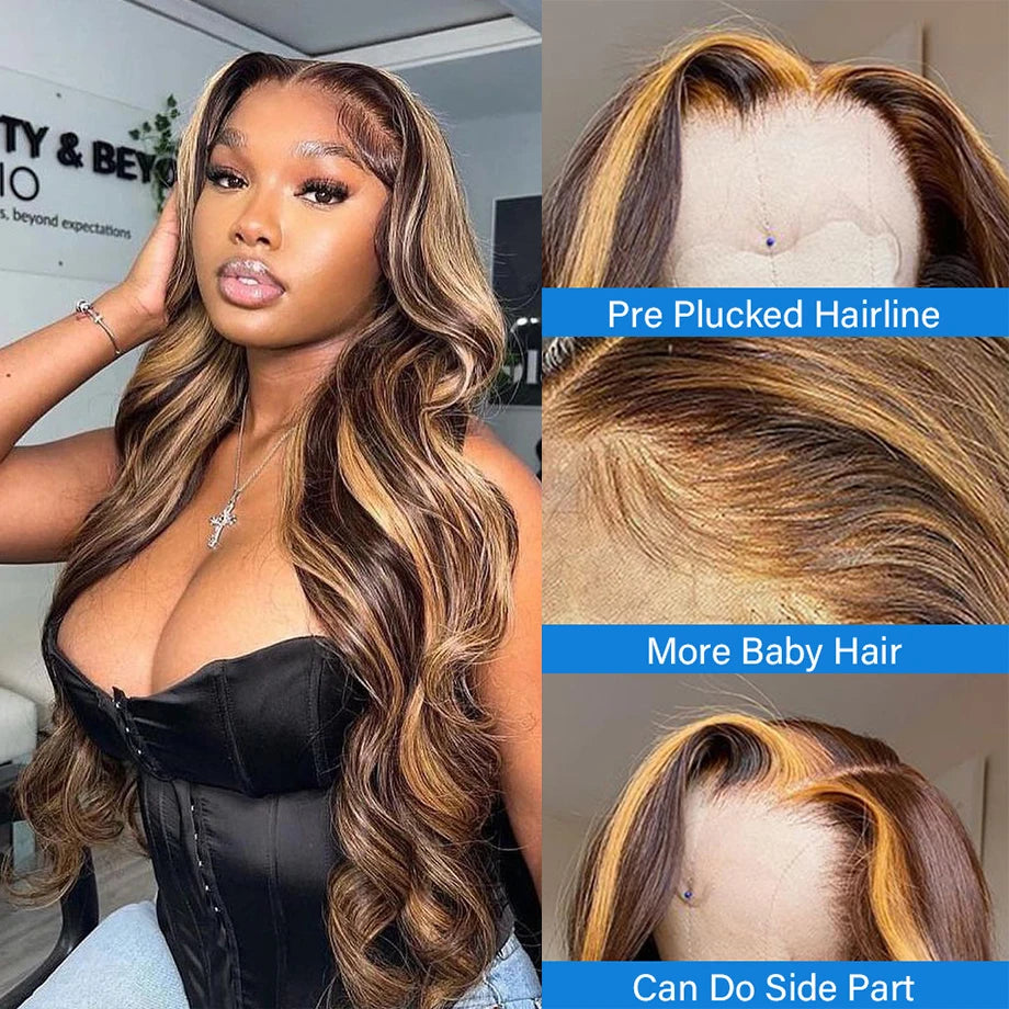 Highlight Wig Human Hair 13x4 Hd Lace Frontal Wig 30 40 Inch Brazilian Hair Wigs For Women Honey Blonde Body Wave Lace Front Wig