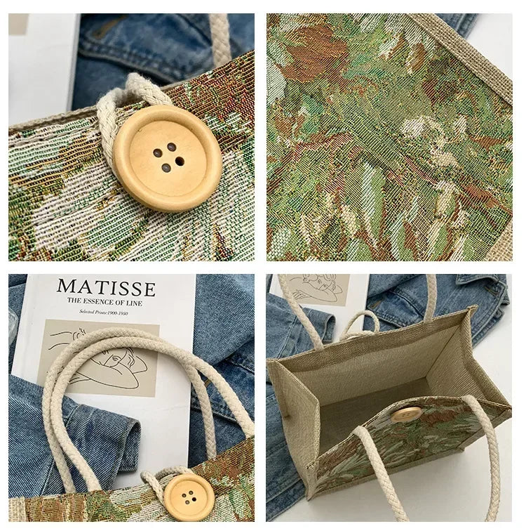 Women Ins Style Portable Hand Bag Linen Bag Students Handbags Fashion Ladies Top-handle Bags Designer Luxury Сумка Женская Bolsa