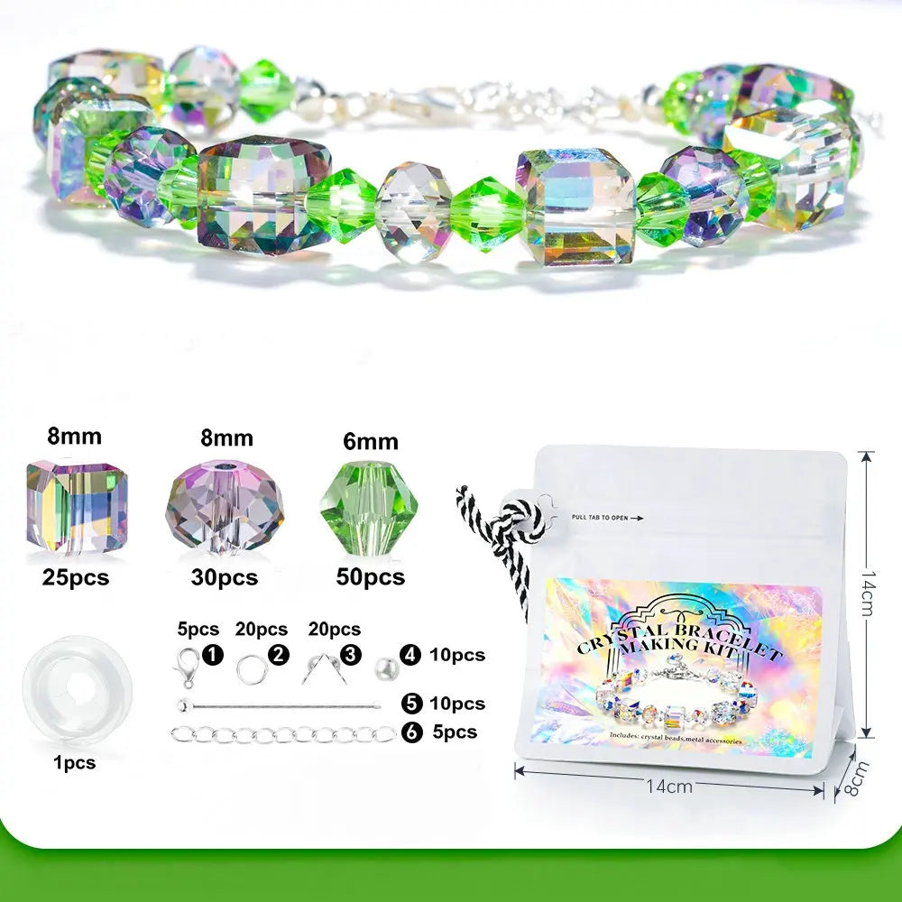 Crystals Beads Kit AB Color Bracelet Making Kit Glass Cube Sparkle Butterfly Beads for Jewelry Making Necklaces DIY Crafts