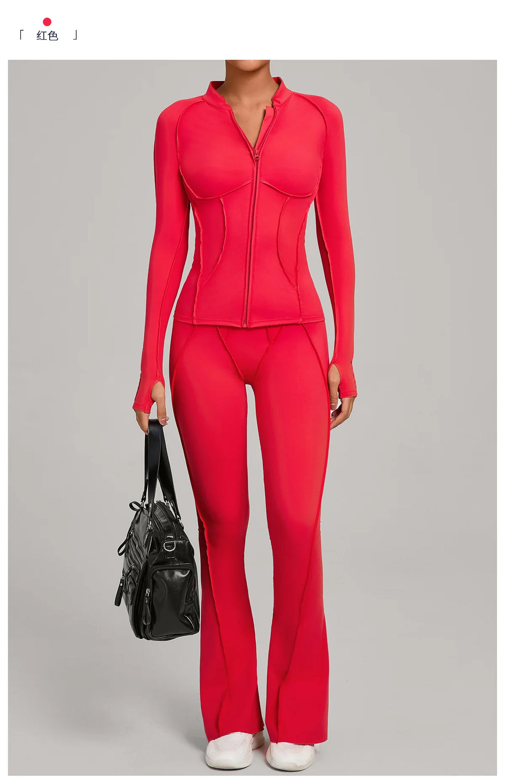 Gym Yoga Outfit for Women Autumn Winter Zipper Long Sleeve Fitness Suit Daily Casual Running Fitness Sportswear Two-Piece Sets