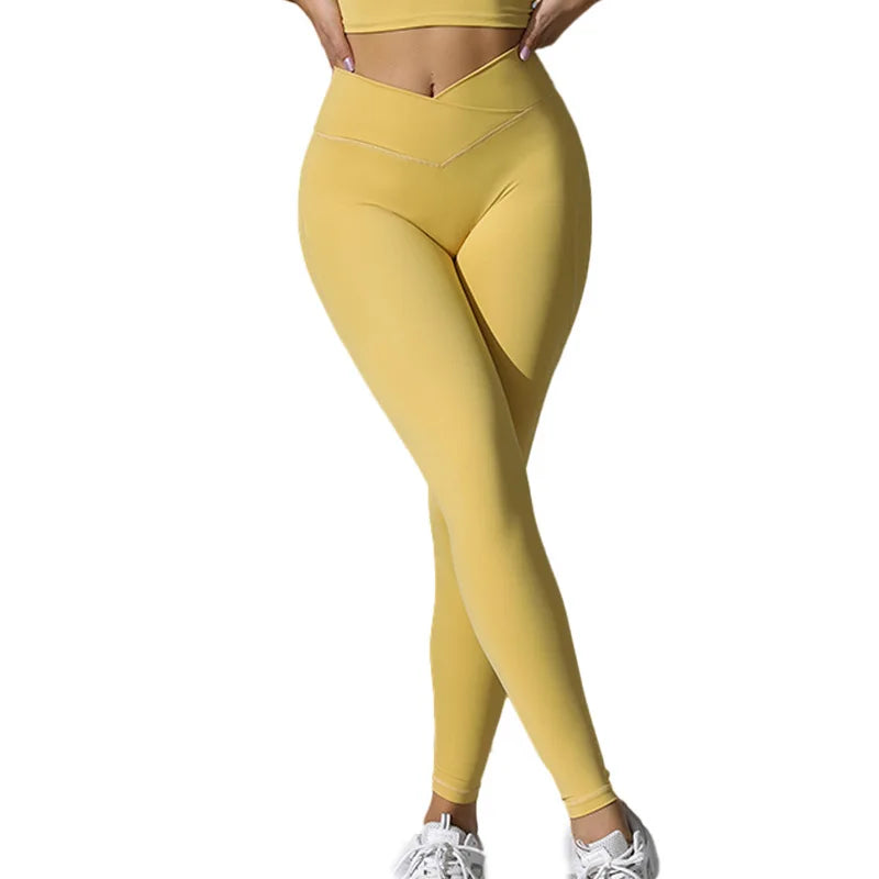 Women Gym Sports  Running Fitness Yoga Suit Sport Outfit Gymwear Lady Workout Clothes Crossed High Waist Leggings