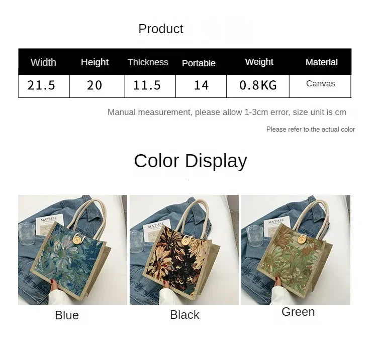 Women Ins Style Portable Hand Bag Linen Bag Students Handbags Fashion Ladies Top-handle Bags Designer Luxury Сумка Женская Bolsa