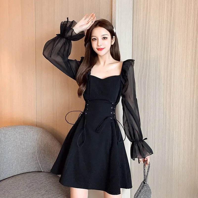 Female Dresses  Coquette Women's DressSilk Satin Chiffon Sexy Black Holiday New Features Korean Style Clothing Cheap Casual X In