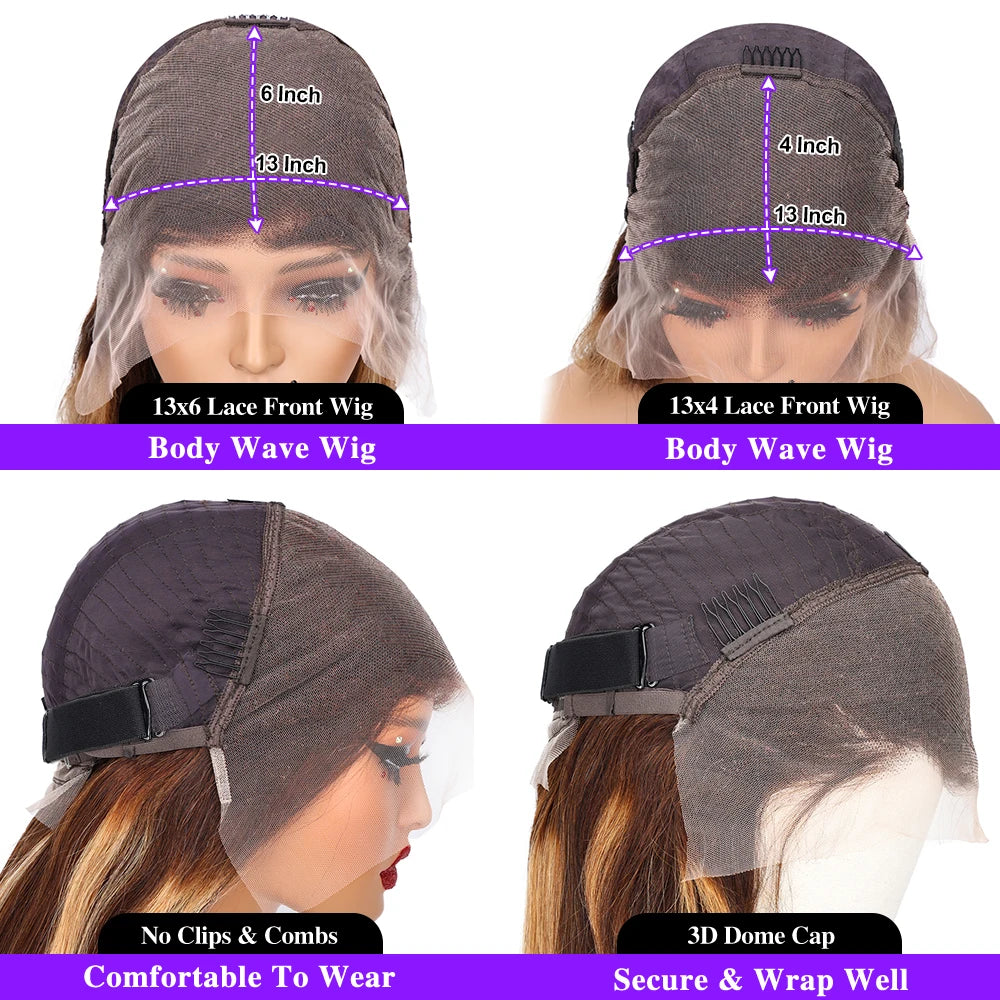 Highlight Wig 100% Human Hair 13x6 13x4hd Lace Frontal Wig Honey Blonde Lace Front Wigs Human Hair Body Wave 4x4 Closure Wig