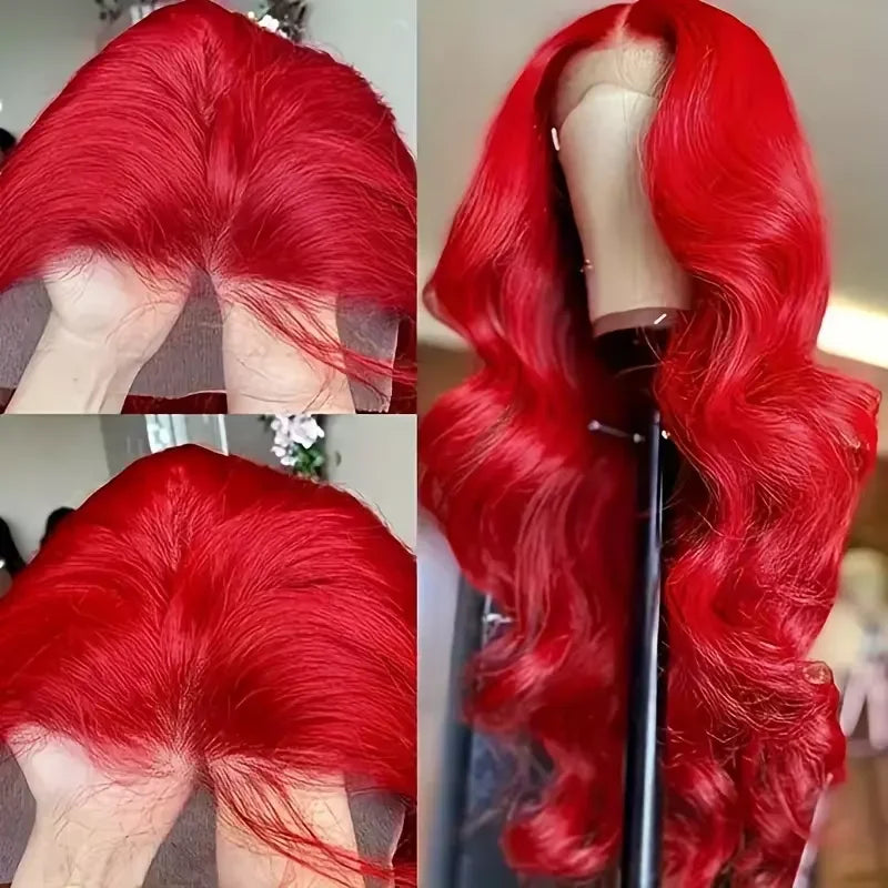 Hot Red 13x6 Hd Lace Frontal Human Hair Wigs Brazilian Colored Body Wave Lace Front Wig 4x4 5x5 Closure Wig For Women