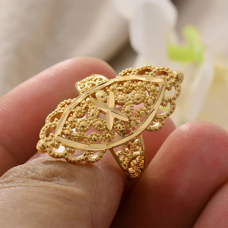 Rings for Women Gold Color Fashion Jewelry Rings Woman Girl,Wholesale Arab Jewelry Symbol of Wealth