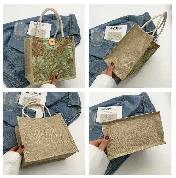 Women Ins Style Portable Hand Bag Linen Bag Students Handbags Fashion Ladies Top-handle Bags Designer Luxury Сумка Женская Bolsa