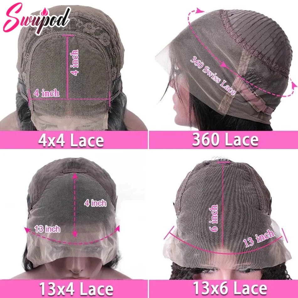 40 Inch 250% 13x6 Hd Lace Frontal Wig For Women 13x4 4x4 Closure Human Hair Wig Body Wave Curly Remy Black Glueless Preplucked