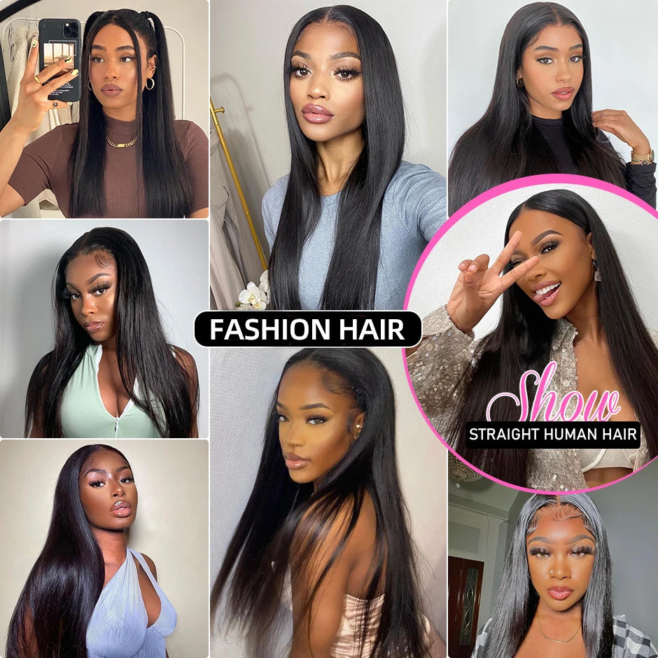 13X6 HD Transparent Lace Frontal Wig Brazilian Straight Lace Front Wigs For Women Human Hair PrePlucked Hairline OQ Hair