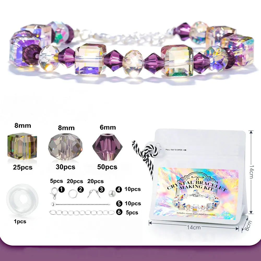 Crystals Beads Kit AB Color Bracelet Making Kit Glass Cube Sparkle Butterfly Beads for Jewelry Making Necklaces DIY Crafts