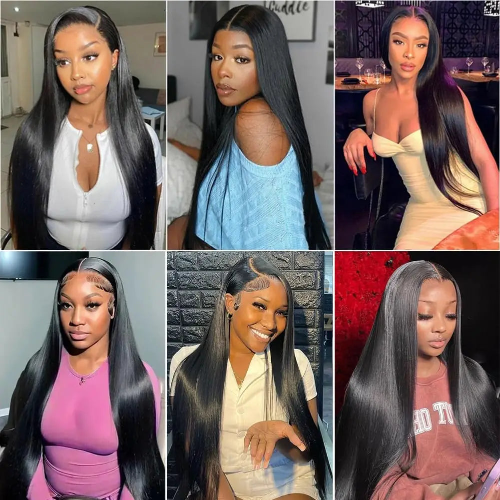 200% Density Hd Lace Front Wigs Human Hair Straight 13x4 Full Frontal Real Large Lace Wig 15A Grade 100% Virgin Human Hair