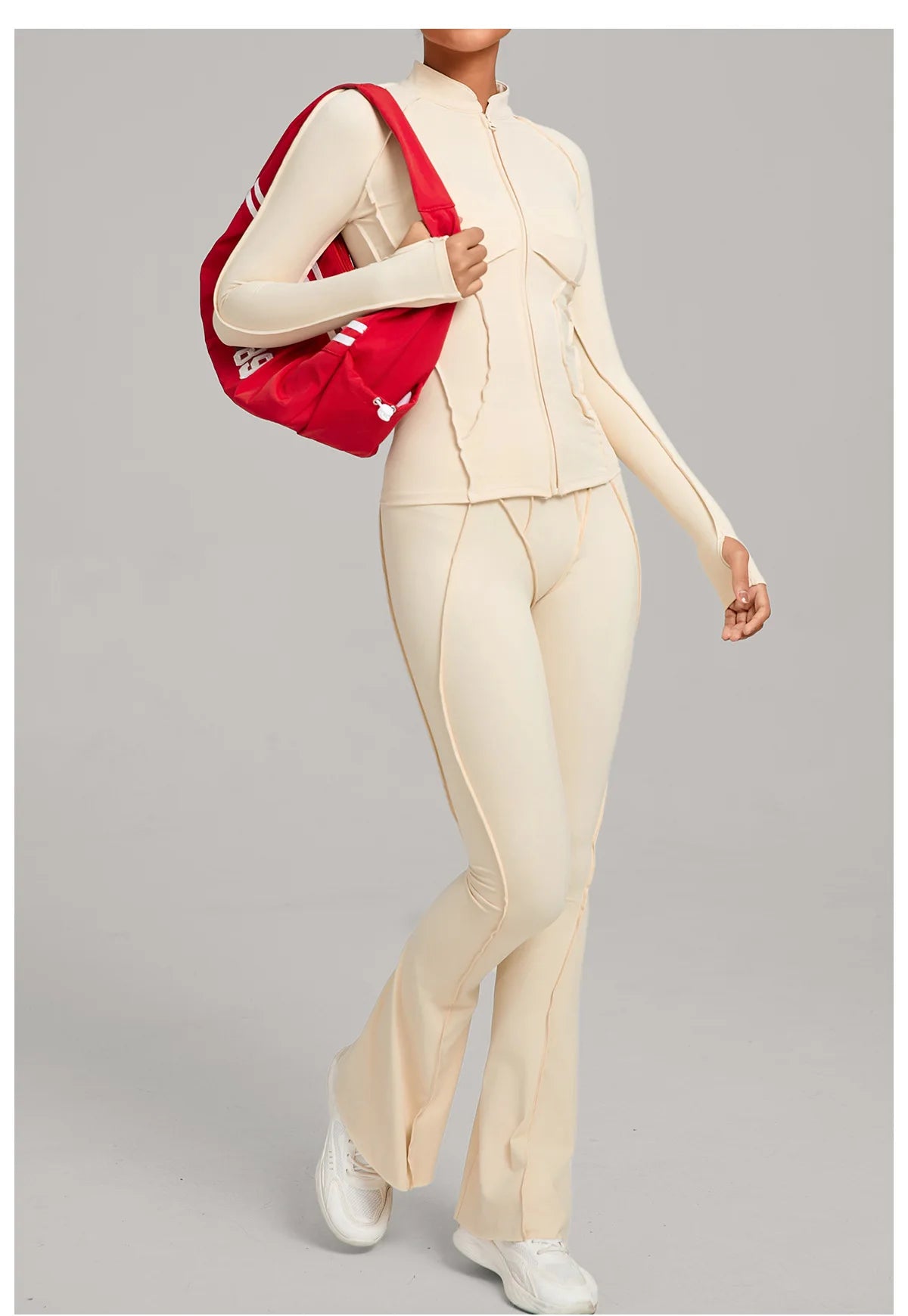 Gym Yoga Outfit for Women Autumn Winter Zipper Long Sleeve Fitness Suit Daily Casual Running Fitness Sportswear Two-Piece Sets