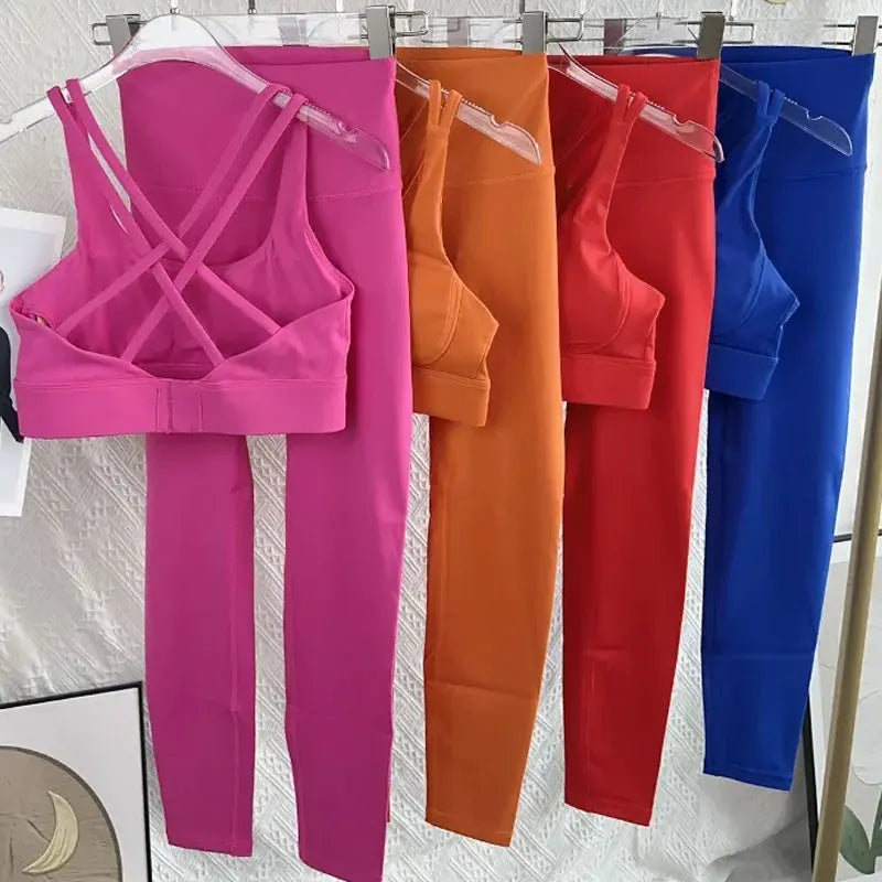 2 Piece Yoga Clothes Women's AthleticWear Gymwear Workout Clothes Gym Crop Top High Waist Legging Fitness Bra Set Sports Suits👚