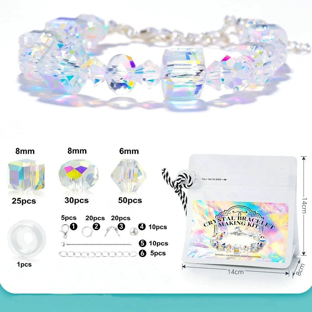 Crystals Beads Kit AB Color Bracelet Making Kit Glass Cube Sparkle Butterfly Beads for Jewelry Making Necklaces DIY Crafts