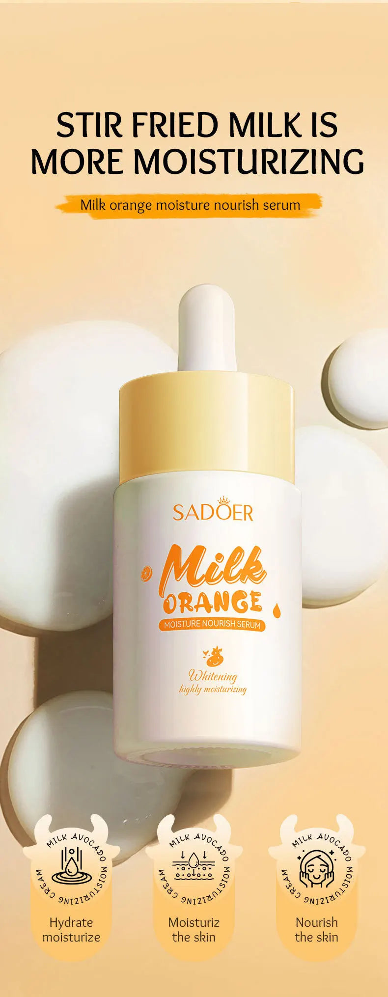 SADOER Milk Fruits Facial Serum for Face skincare Moisturizing Firming Hydrating Facial Essence Beauty Face Skin Care Products