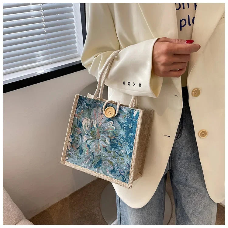 Women Ins Style Portable Hand Bag Linen Bag Students Handbags Fashion Ladies Top-handle Bags Designer Luxury Сумка Женская Bolsa