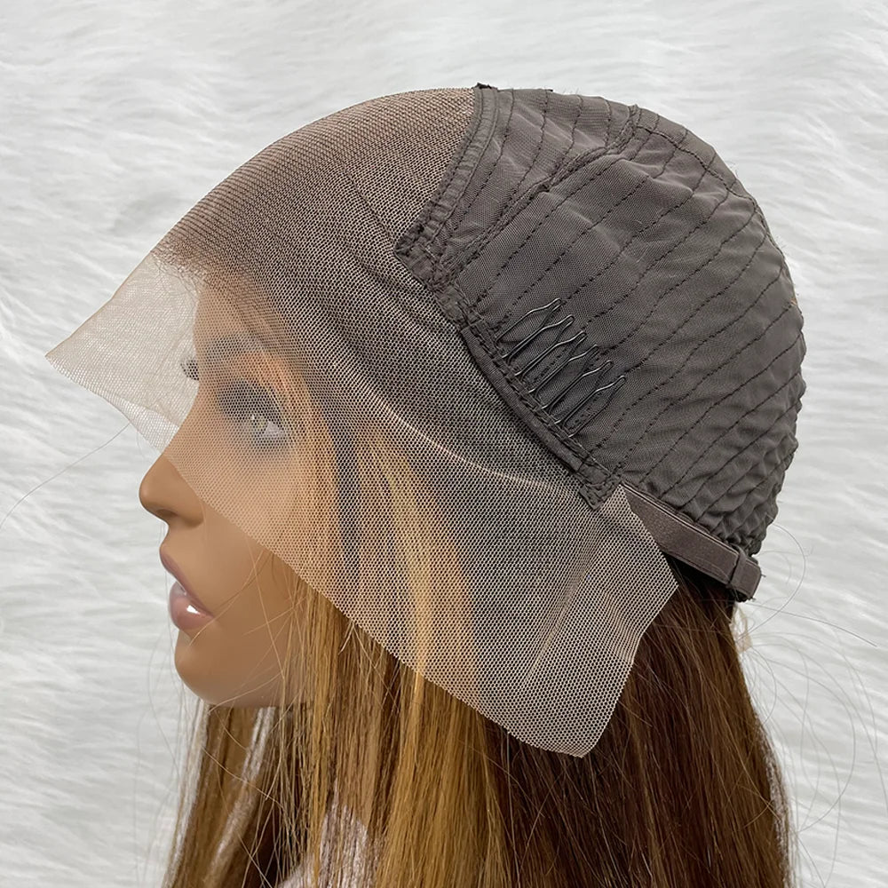 Highlight Brown Body Wave T Part Lace Front Wig Human Hair Wigs For Women Pre Plucked Honey Blonde Colored Cheap Hair Wigs