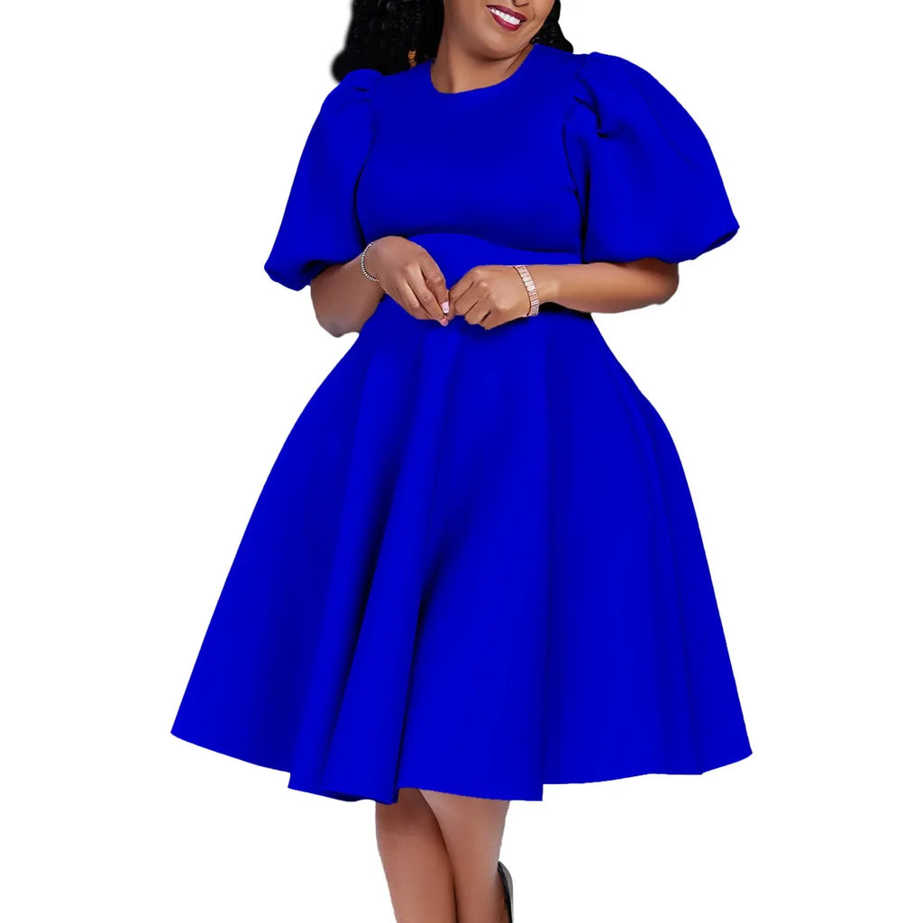 Elegant Dresses for Woman 2024 O Neck Short Sleeve High Waisted Pleated Mid Calf Luxury Female Birthday Party Dinner Vestidos