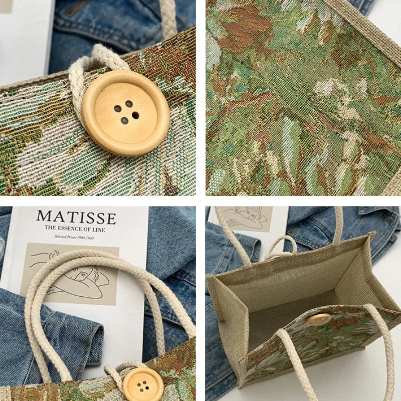 Women Ins Style Portable Hand Bag Linen Bag Students Handbags Fashion Ladies Top-handle Bags Designer Luxury Сумка Женская Bolsa