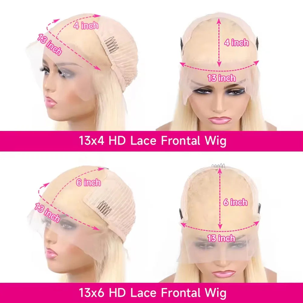 13x6 Straight Lace Front Wig 613 Blonde Straight Hair Wig 13x4 HD Transparent Lace Wigs For Women 100% Human Hair 16Inch-36Inch