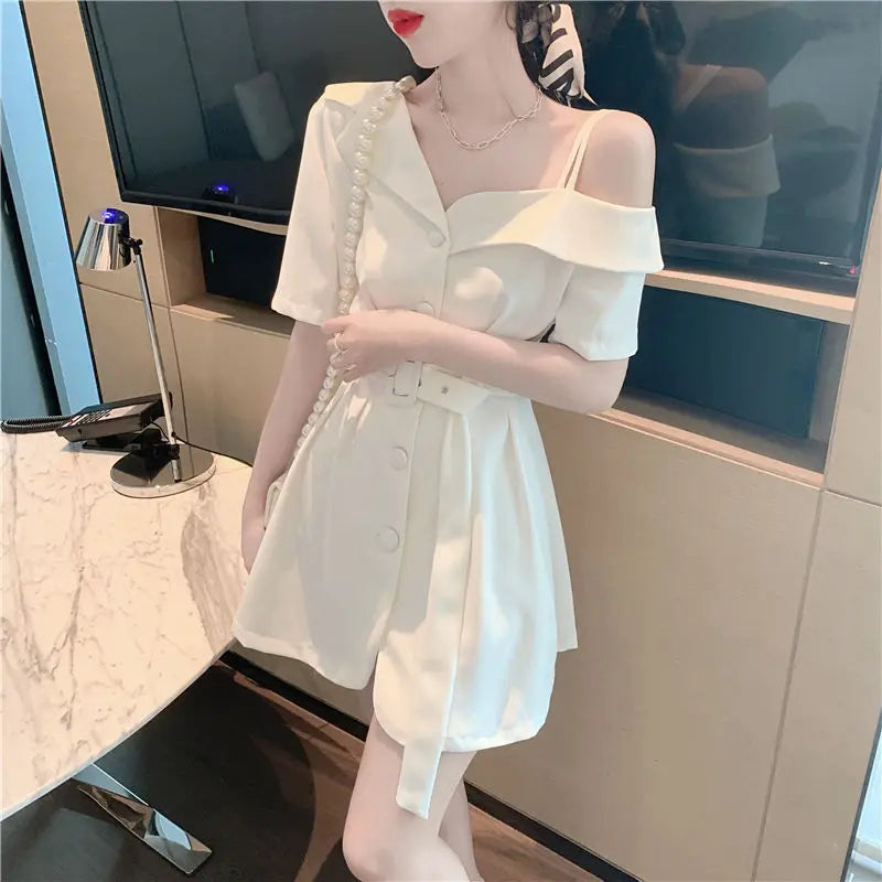 Dresses for Women 2025 Silk Clothes Formal Occasion Blazer Woman Dress Satin Chiffon Mini Short Sensual Sexy One-piece New In X