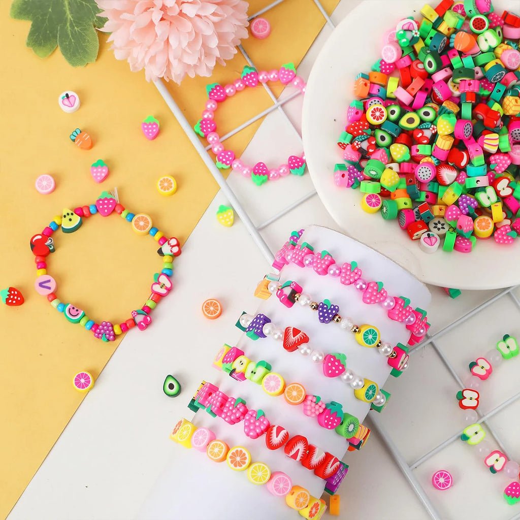 30 Mixed Fruit Clay Spacer Beads for DIY Bracelet, Necklace, Earring, Jewelry Crafts Making