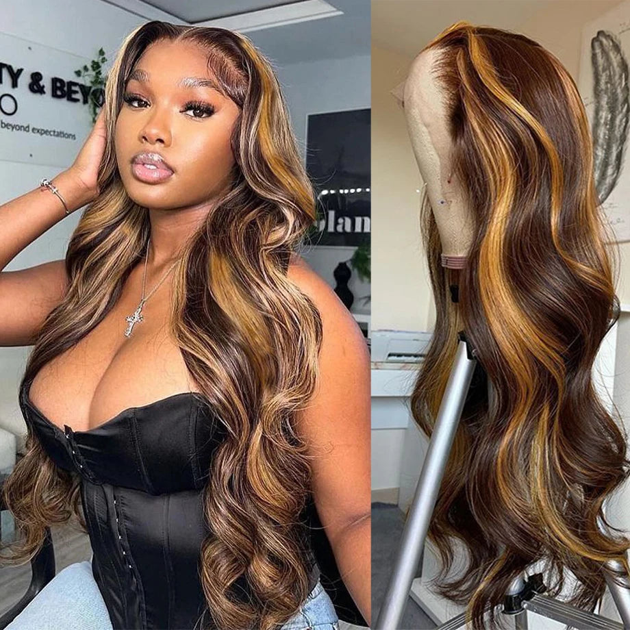 Highlight Wig Human Hair 13x4 Hd Lace Frontal Wig 30 40 Inch Brazilian Hair Wigs For Women Honey Blonde Body Wave Lace Front Wig