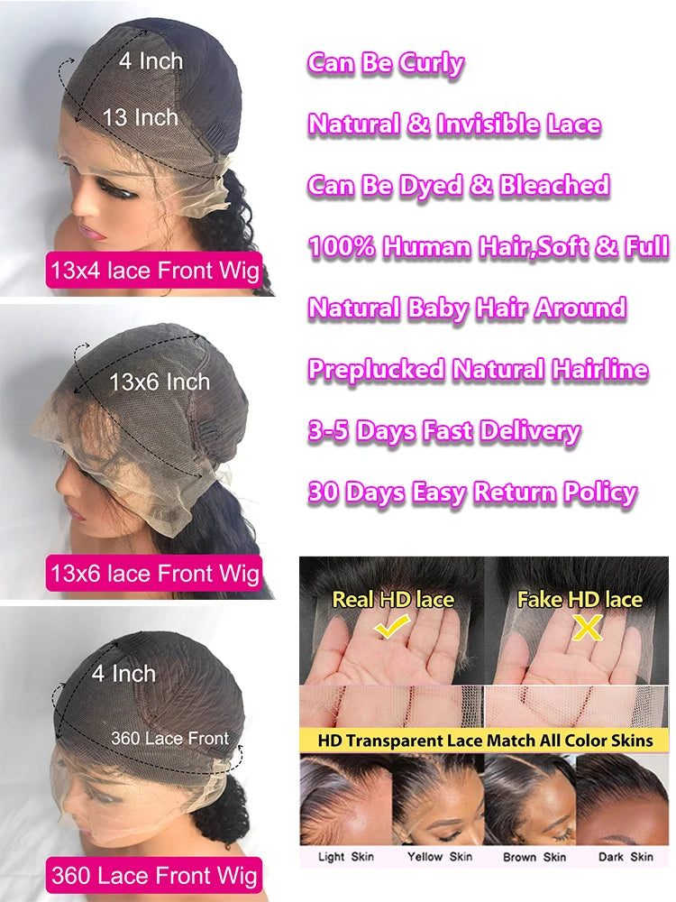 13x6 Lace Front Human Hair Wig 13x4 Bone Straight Hd Transparent 30 Inch 360 Brazilian Pre Plucked Lace Frontal Wigs For Women