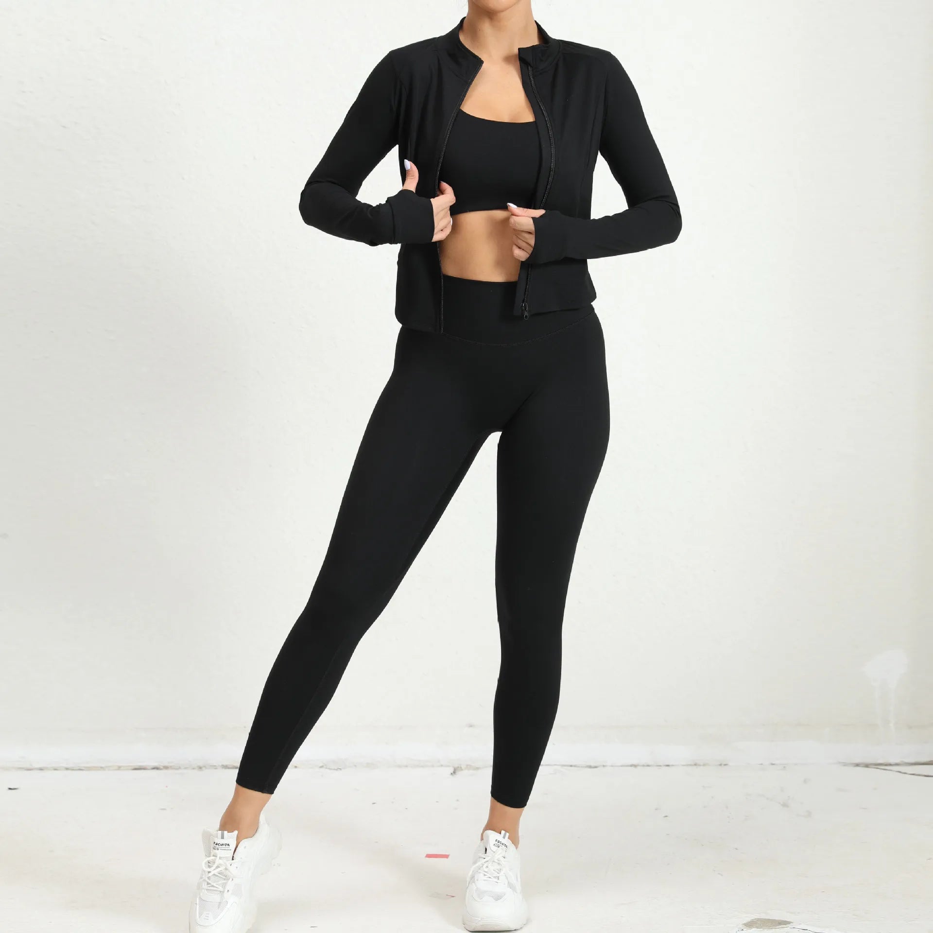 Yoga Gym Sets Jacket Leggings Sportswear Woman Gym Sports and Fitness Workout Clothes for Women 2 Piece Sets Womens Outfits
