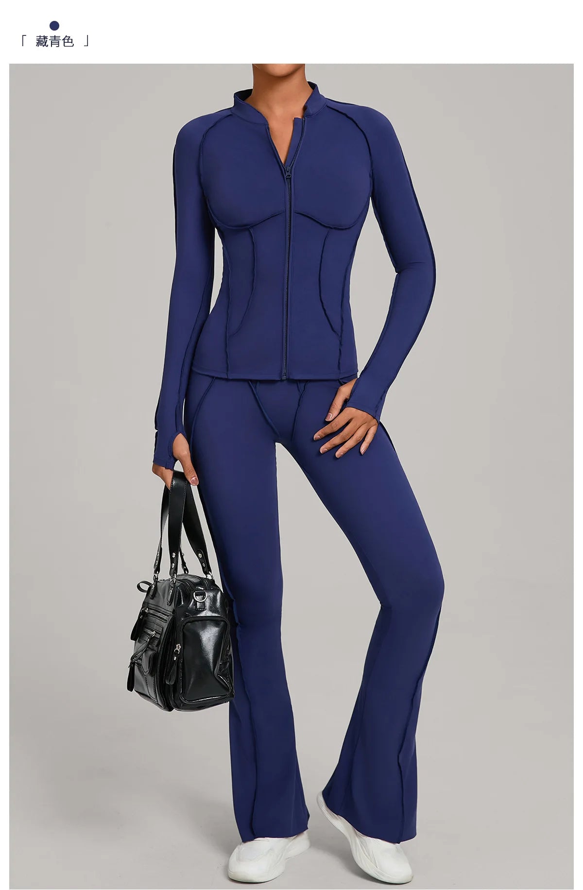 Gym Yoga Outfit for Women Autumn Winter Zipper Long Sleeve Fitness Suit Daily Casual Running Fitness Sportswear Two-Piece Sets