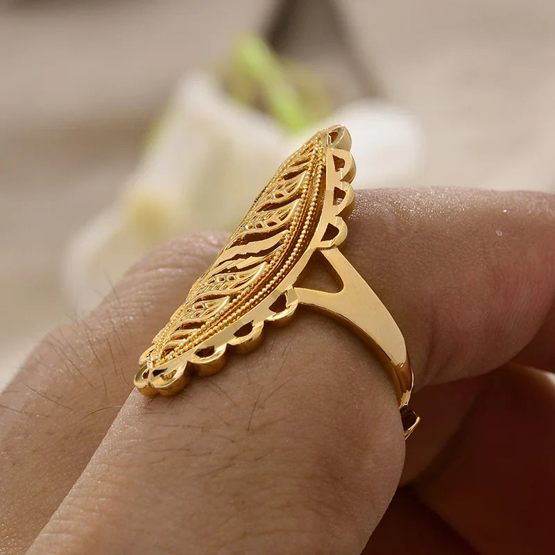Rings for Women Gold Color Fashion Jewelry Rings Woman Girl,Wholesale Arab Jewelry Symbol of Wealth