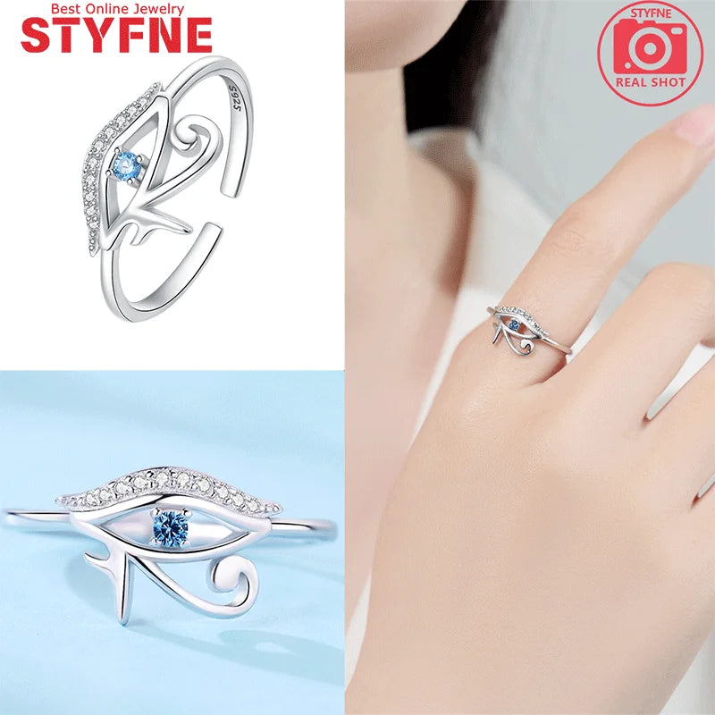 Woman Rings Blue Eye Ring 925 Sterling Silver For Women's ring Jewelry with Gift Bag