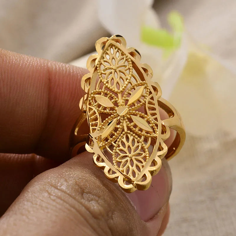 Rings for Women Gold Color Fashion Jewelry Rings Woman Girl,Wholesale Arab Jewelry Symbol of Wealth