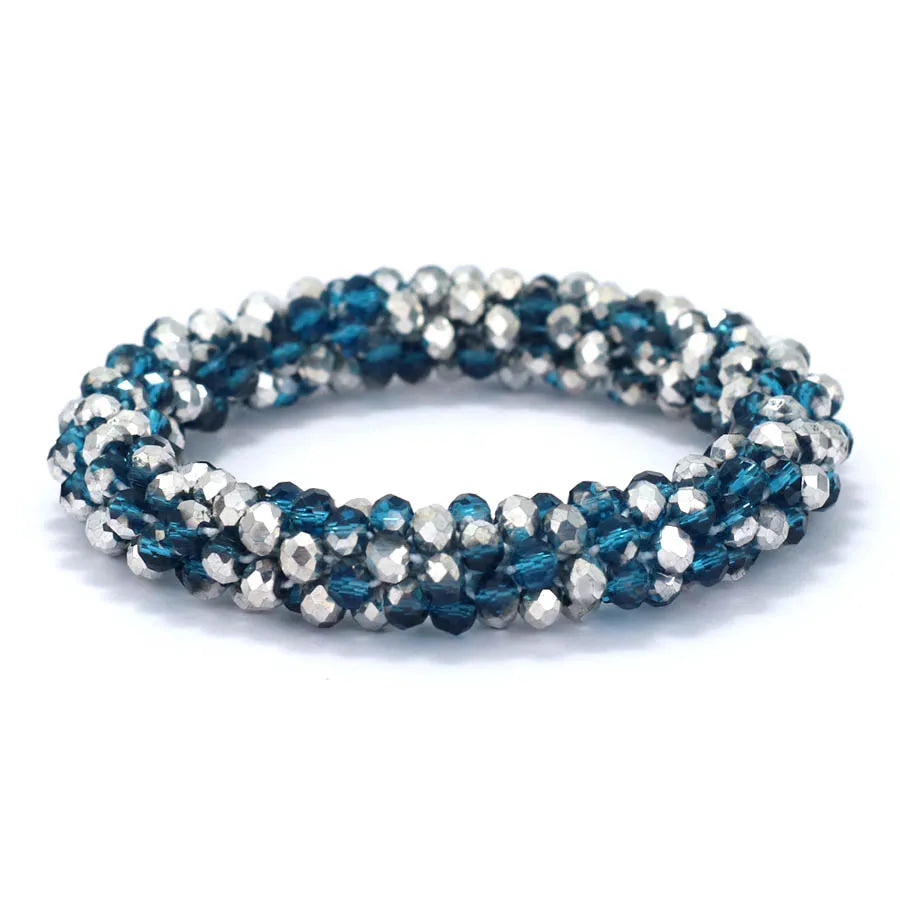 Crystal Glass Beads Bracelet Women Handmade Beaded Brazlets Ethnic Style Luxury Jewelry Elastic Braslet Girl Hair Band Accessori