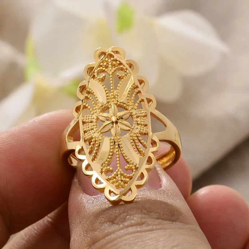 Rings for Women Gold Color Fashion Jewelry Rings Woman Girl,Wholesale Arab Jewelry Symbol of Wealth