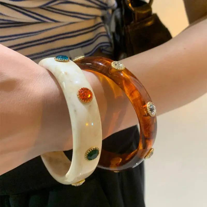 Bohemian Shell Resin Braclets For Women Geometric Hyperbole Vintage Bangles Jewelry Fashion Elegant Acrylic Pulseras