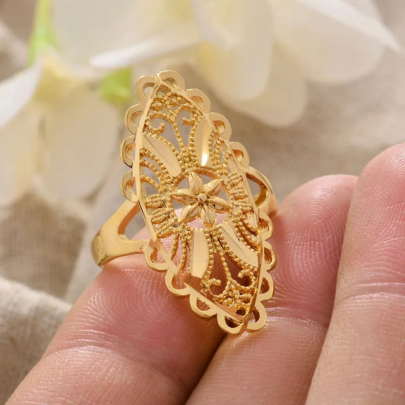 Rings for Women Gold Color Fashion Jewelry Rings Woman Girl,Wholesale Arab Jewelry Symbol of Wealth