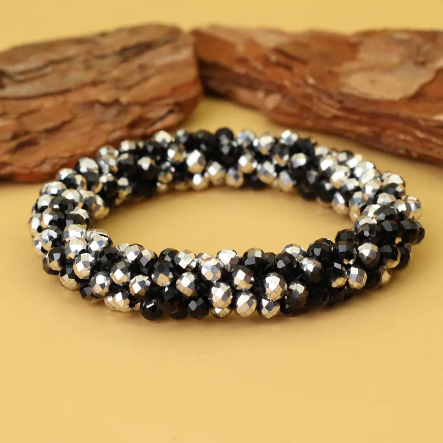 Crystal Glass Beads Bracelet Women Handmade Beaded Brazlets Ethnic Style Luxury Jewelry Elastic Braslet Girl Hair Band Accessori