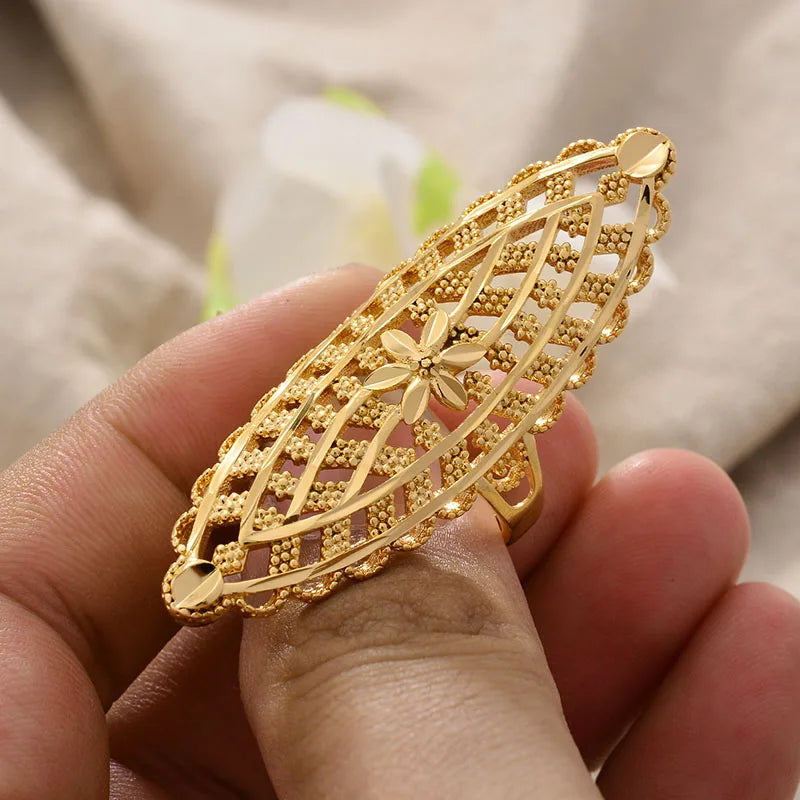 Rings for Women Gold Color Fashion Jewelry Rings Woman Girl,Wholesale Arab Jewelry Symbol of Wealth